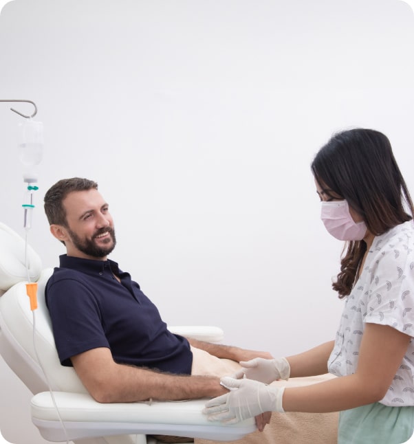 Nurse attending to patient in clinic